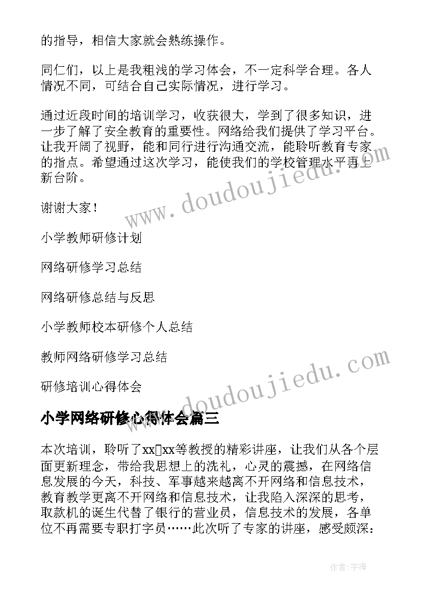 2023年小学网络研修心得体会(优质5篇)