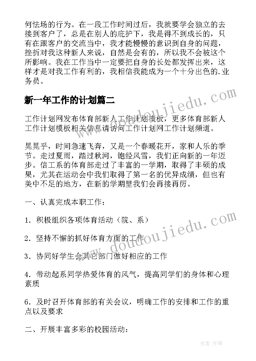 新一年工作的计划 新人业务员工作计划(实用6篇)