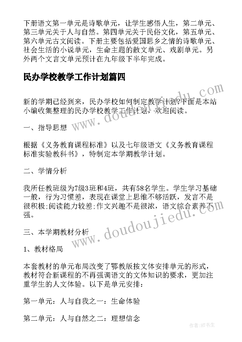 民办学校教学工作计划(精选5篇)