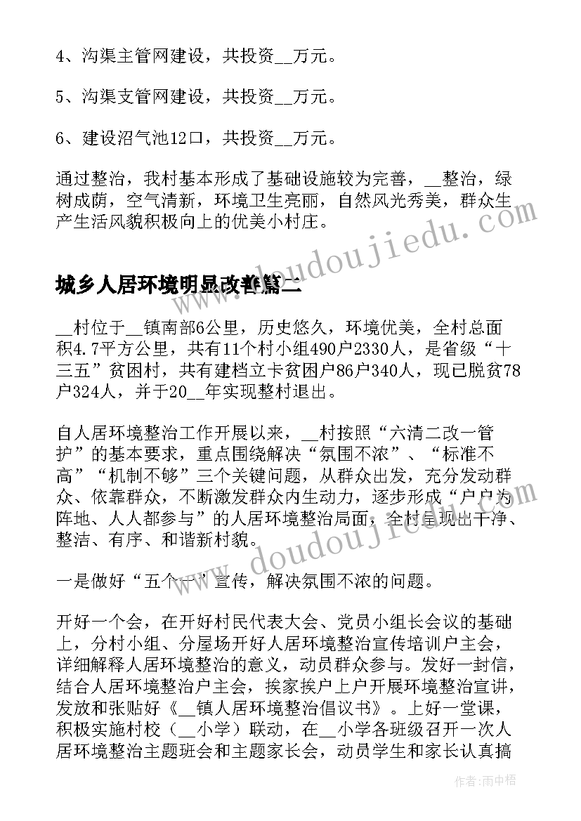 2023年城乡人居环境明显改善 城乡人居环境整治工作情况总结(通用5篇)