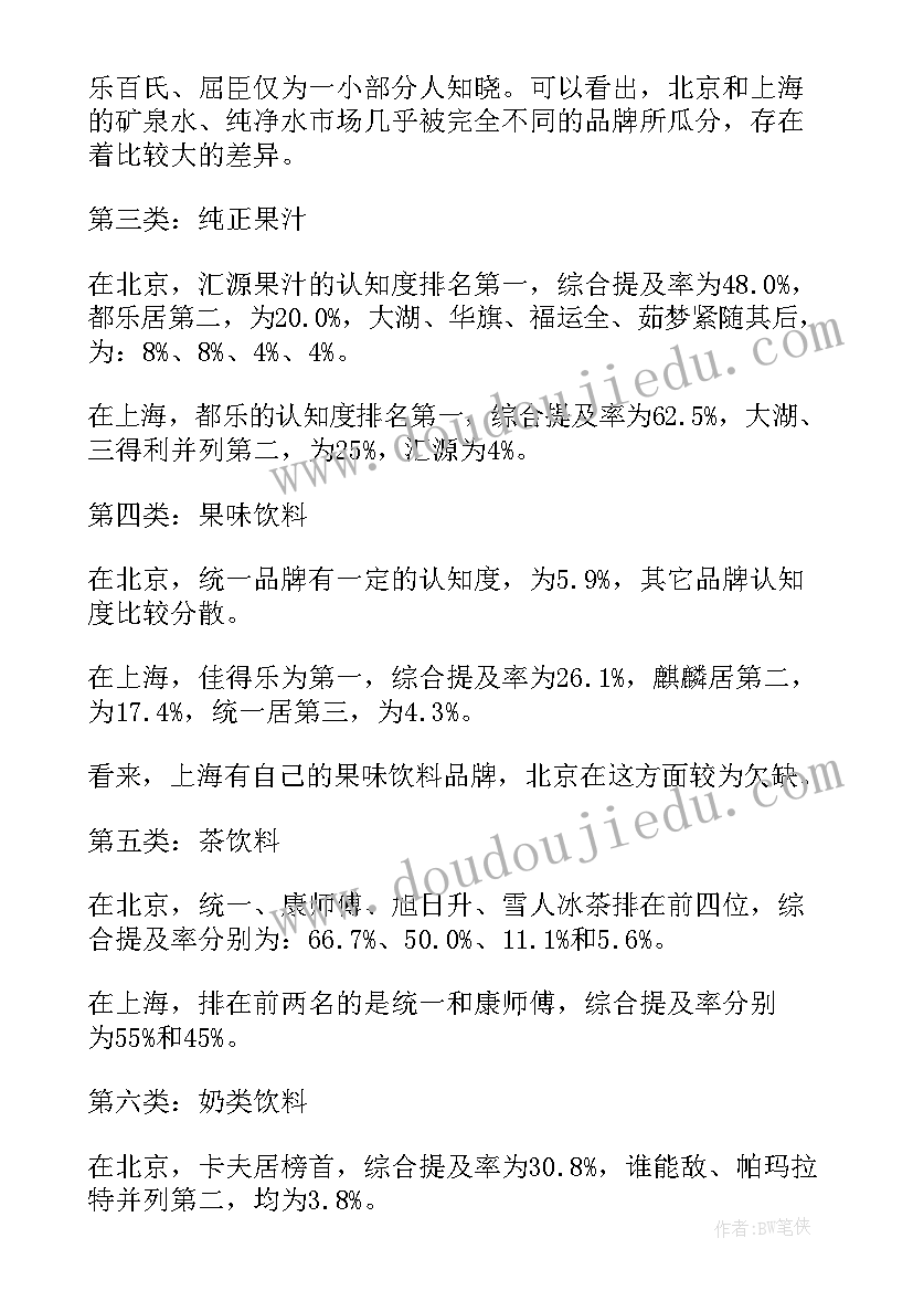 最新饮料消费市场状况调查报告(优秀5篇)