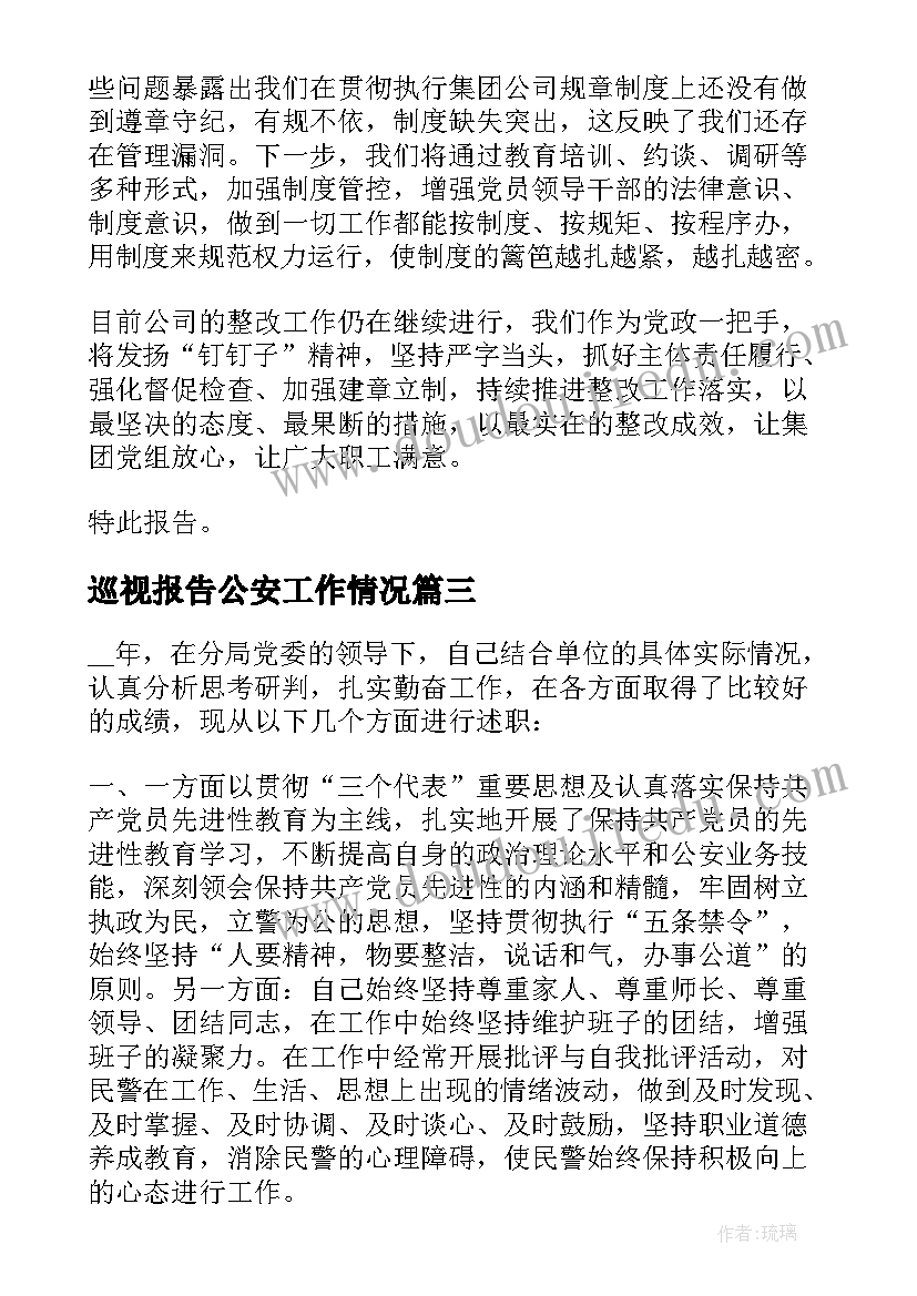 巡视报告公安工作情况 公安巡视工作调研报告(实用5篇)