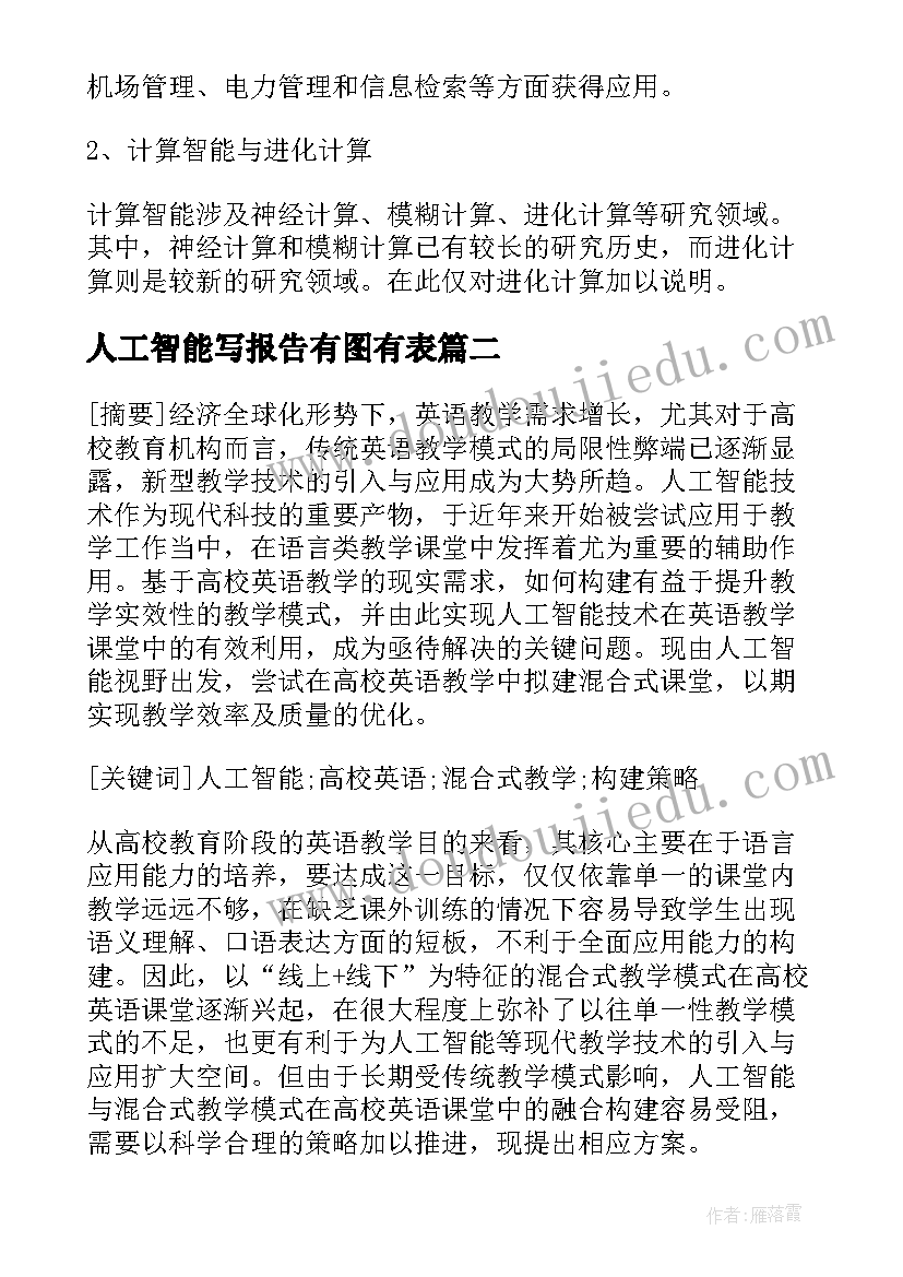 最新人工智能写报告有图有表(模板5篇)