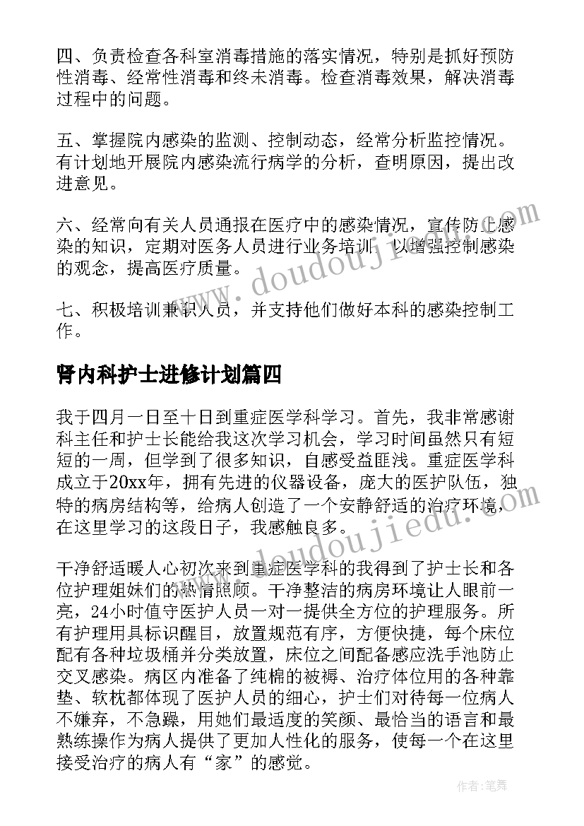 2023年肾内科护士进修计划(精选9篇)