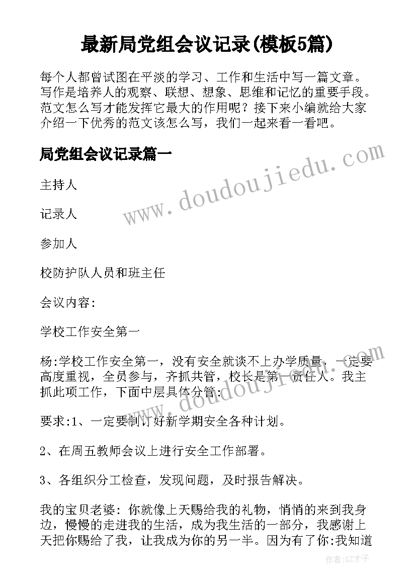 最新局党组会议记录(模板5篇)