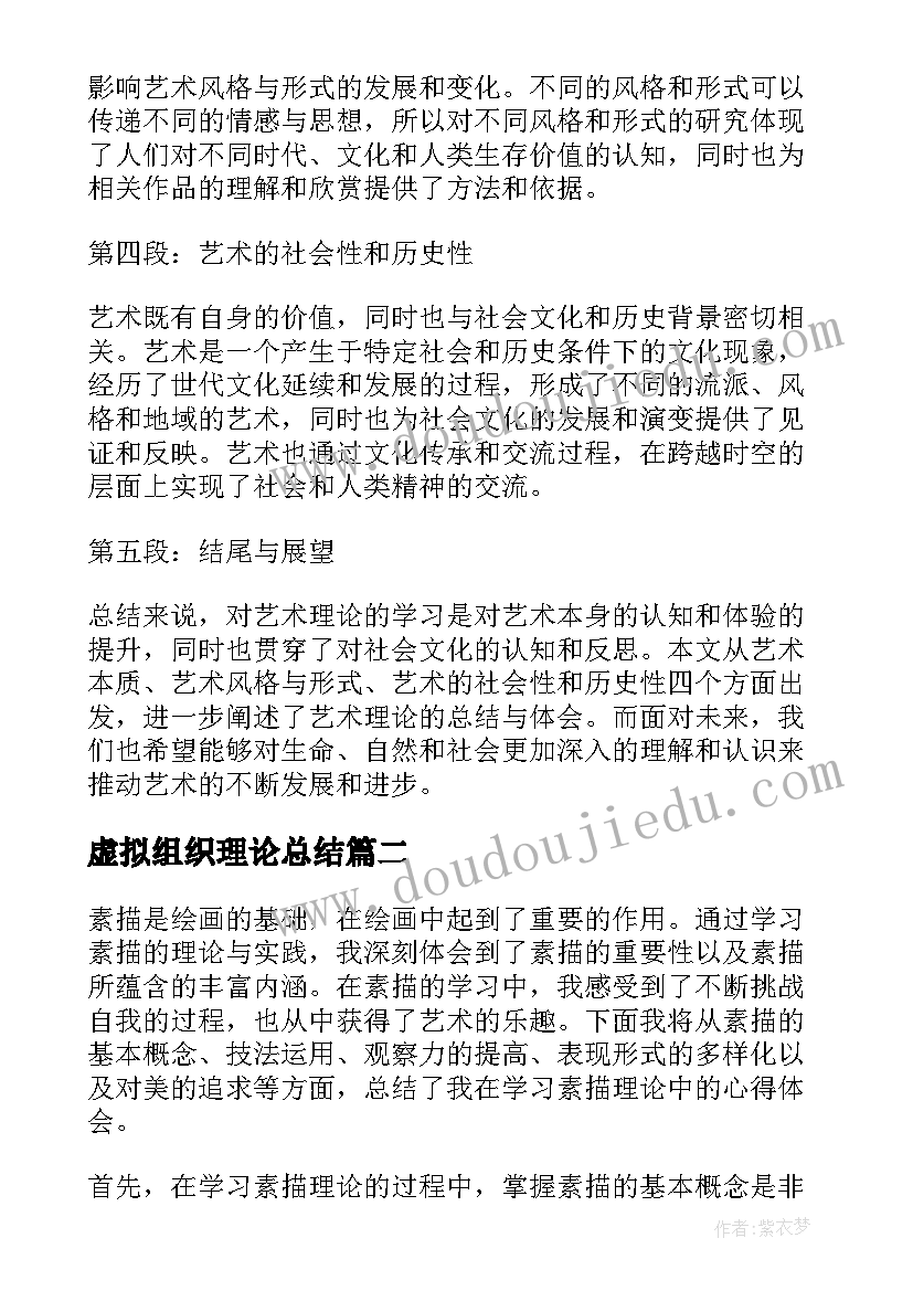 2023年虚拟组织理论总结 艺术理论总结心得体会(优秀10篇)