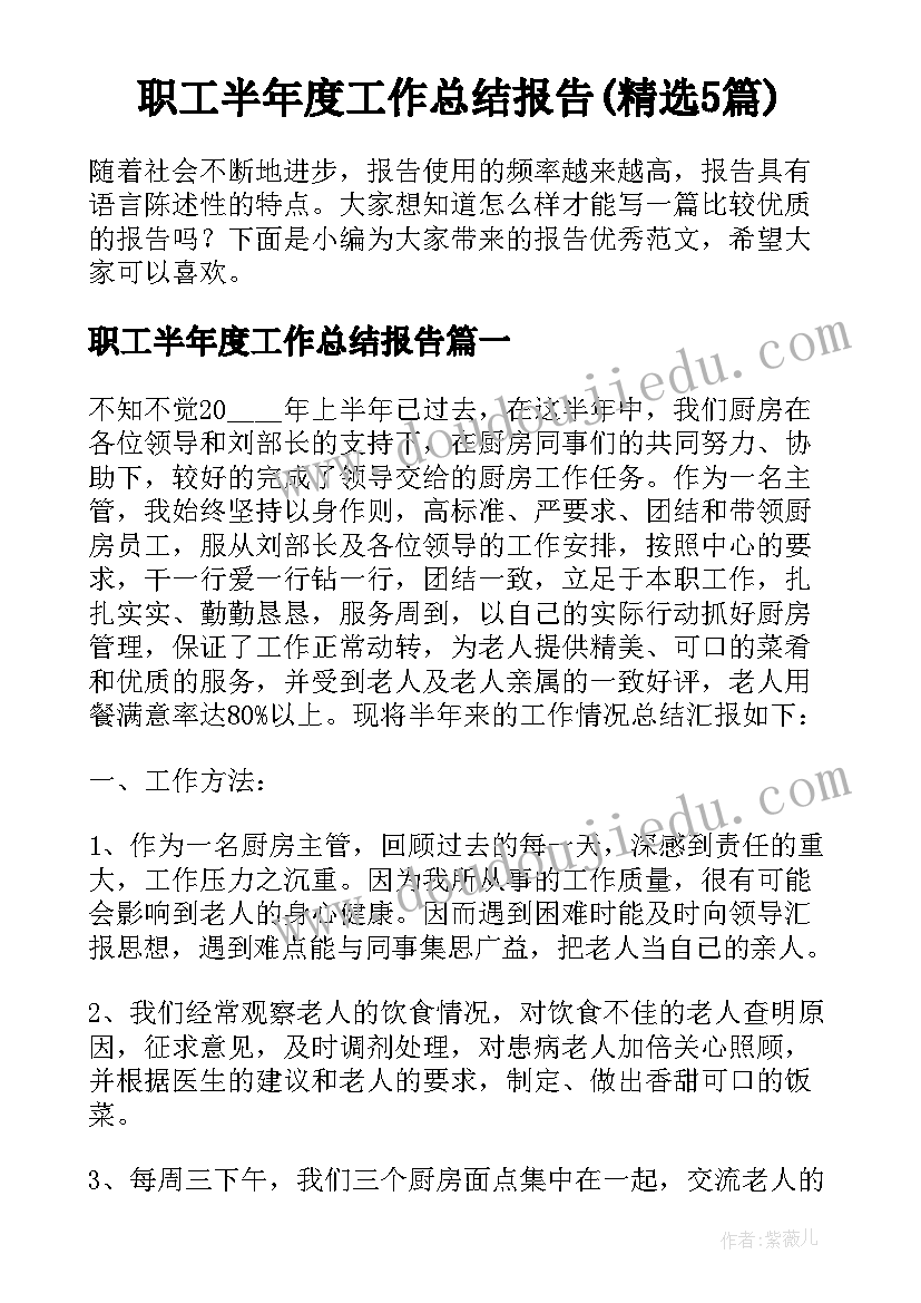 职工半年度工作总结报告(精选5篇)