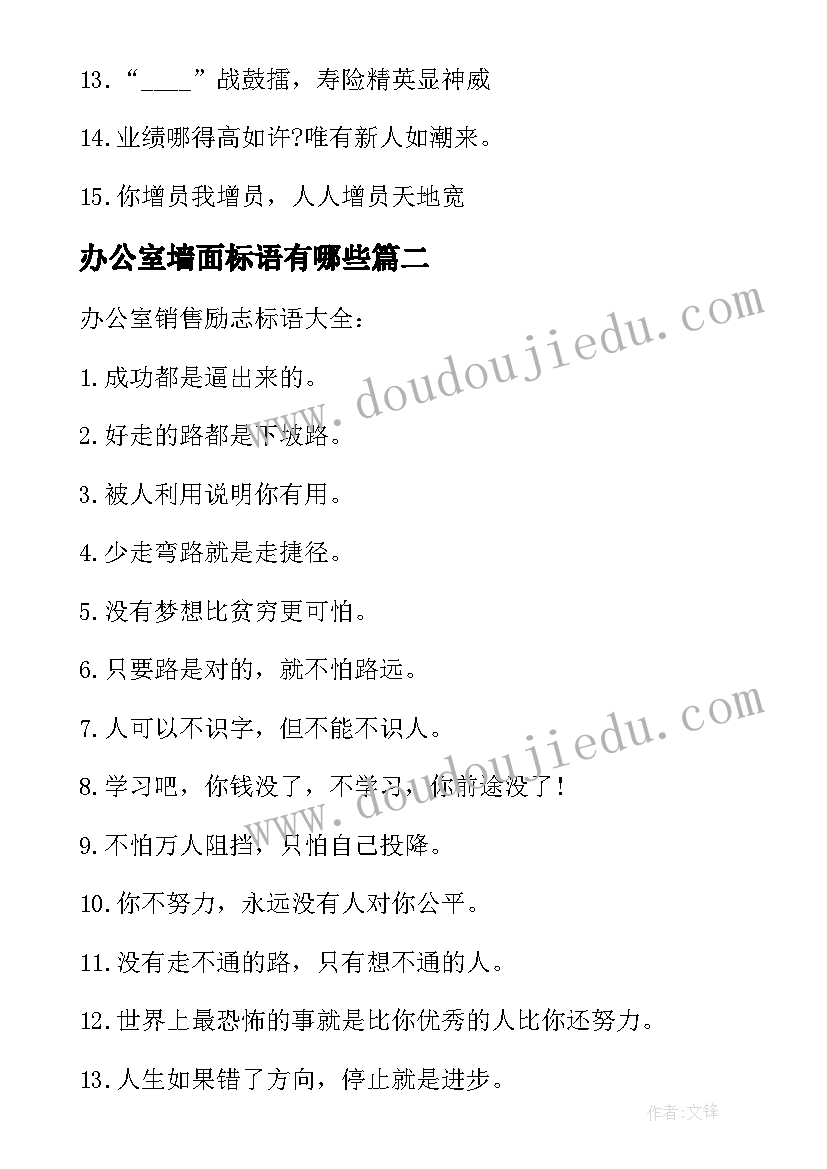 2023年办公室墙面标语有哪些 办公室墙面励志标语(汇总5篇)