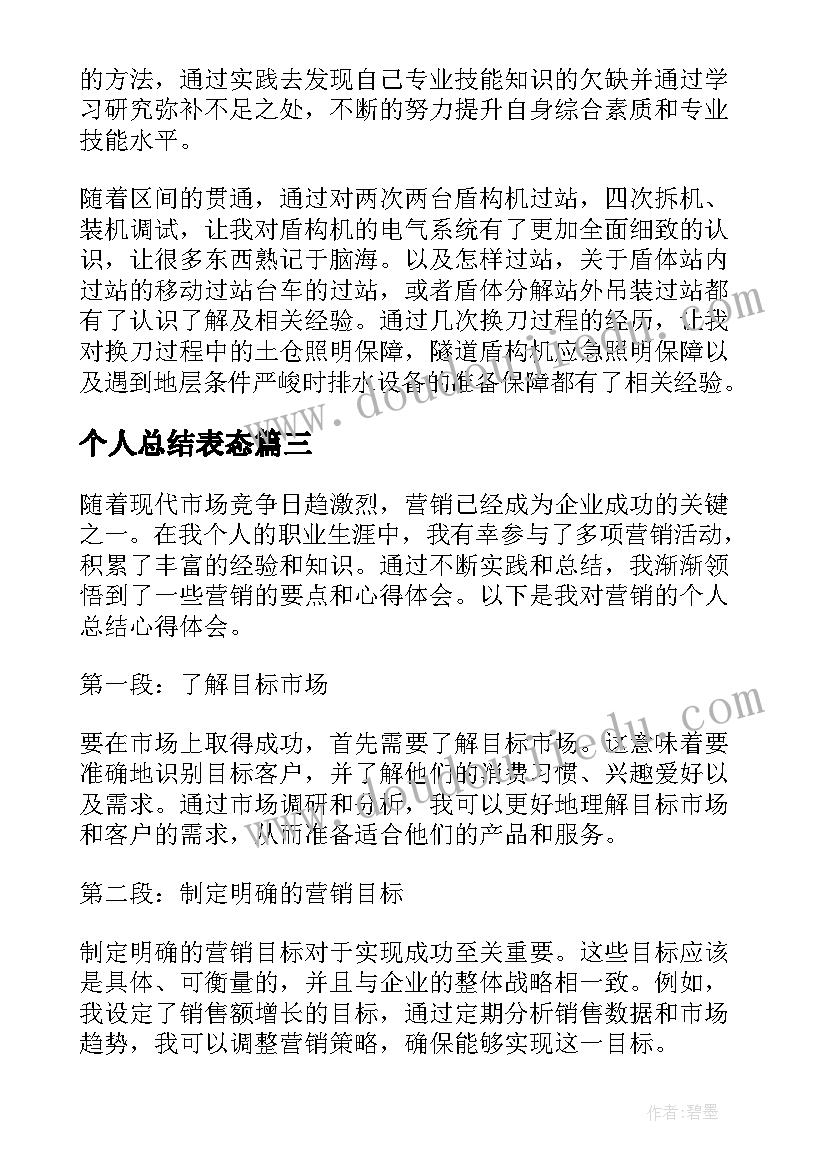 2023年个人总结表态(实用10篇)