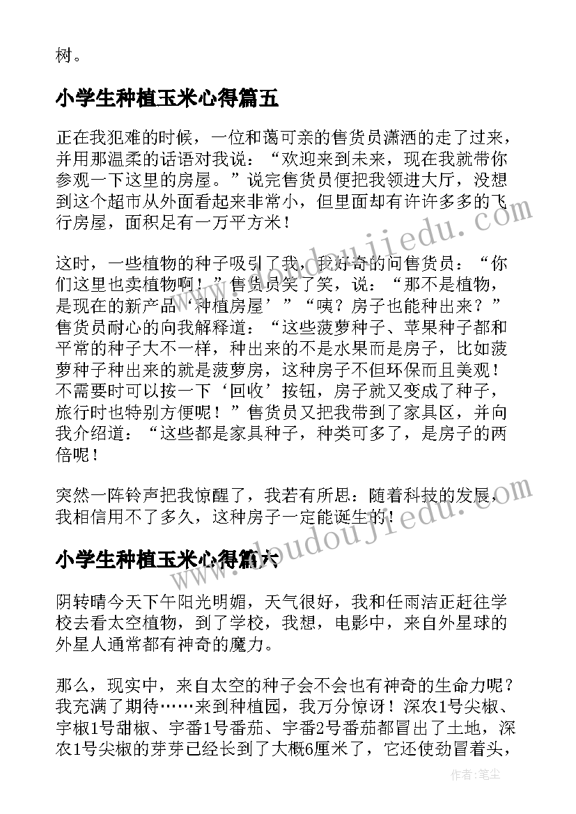 小学生种植玉米心得(优质6篇)