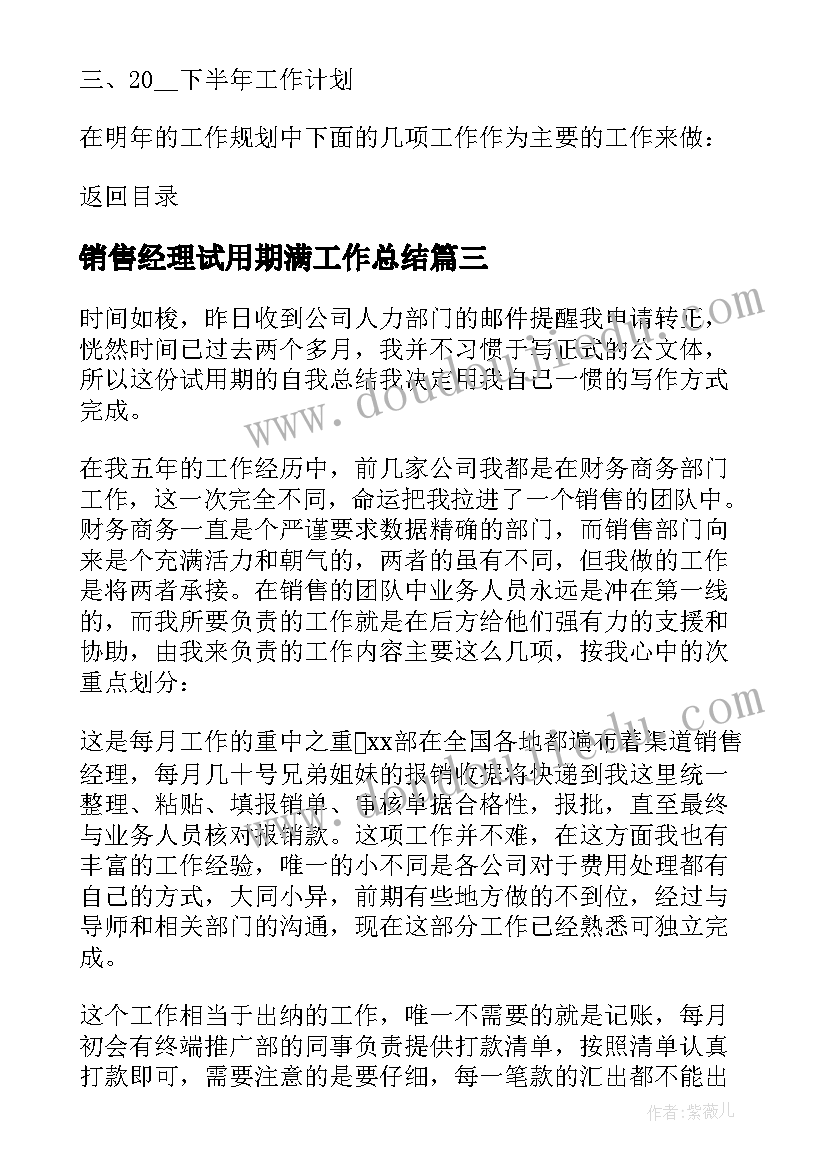 2023年销售经理试用期满工作总结 销售经理试用期工作总结(精选5篇)