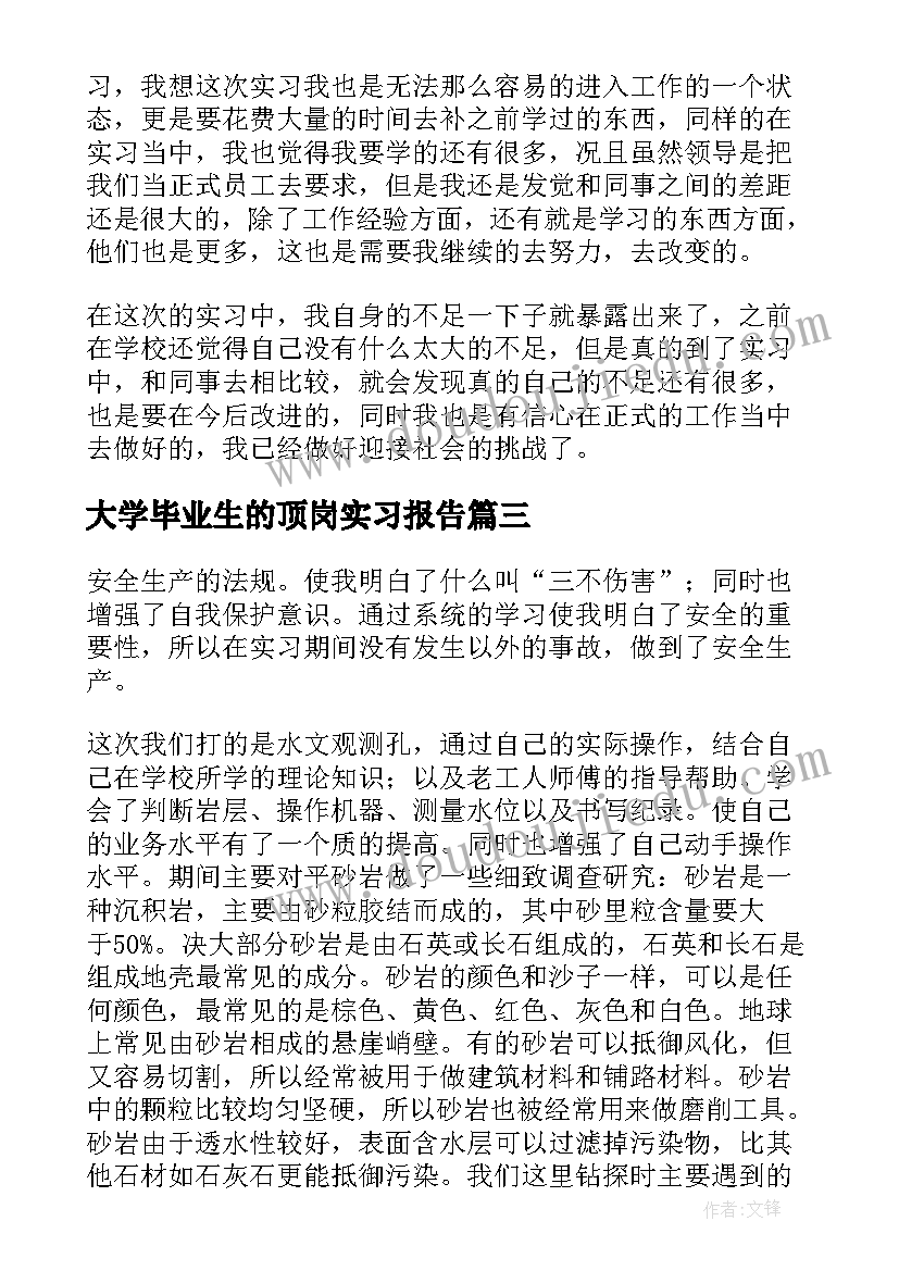 2023年大学毕业生的顶岗实习报告(通用6篇)