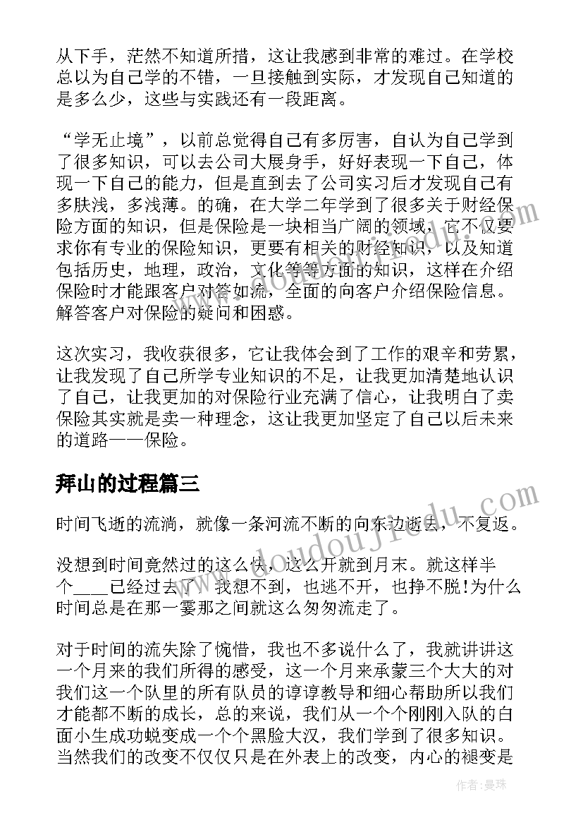 拜山的过程 高校学生社会实践心得体会感悟(通用8篇)