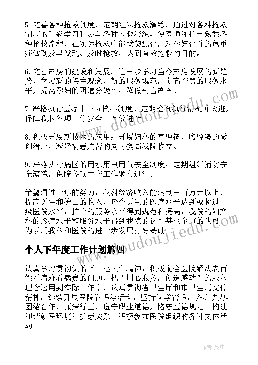 个人下年度工作计划(实用5篇)