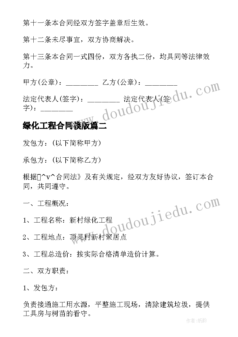 最新绿化工程合同模版 绿化工程承包合同(汇总6篇)