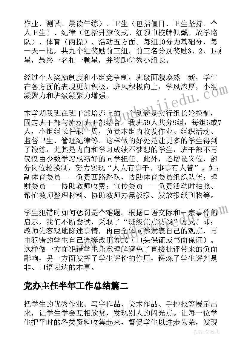 2023年党办主任半年工作总结(精选9篇)