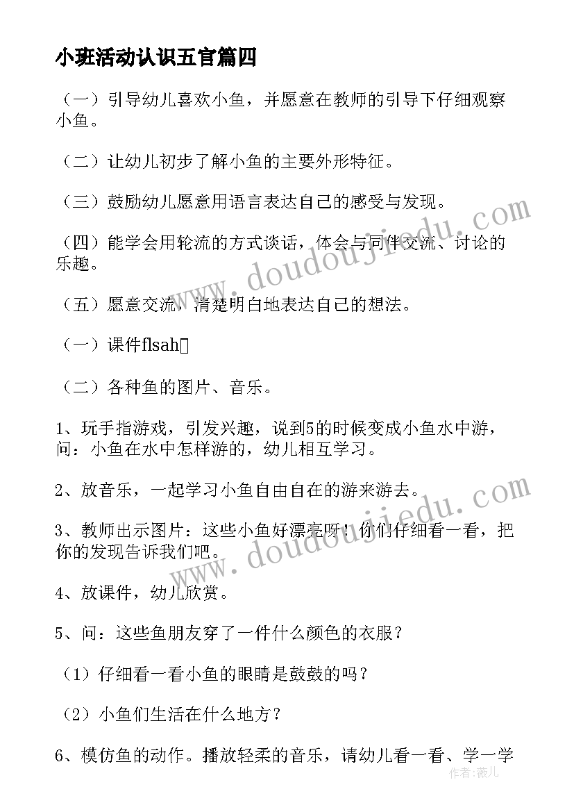 2023年小班活动认识五官 小班教案认识五官(模板6篇)