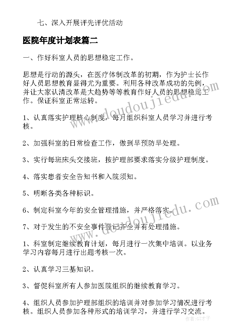 最新医院年度计划表 医院年度计划方案(优质10篇)