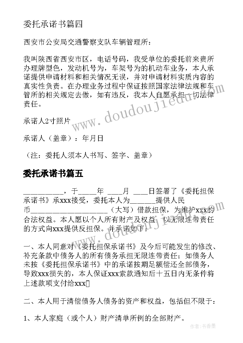 2023年委托承诺书(实用5篇)