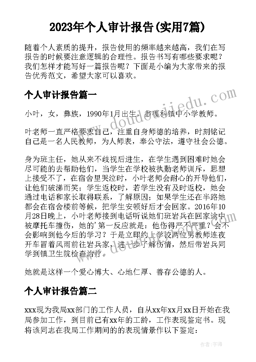 2023年个人审计报告(实用7篇)