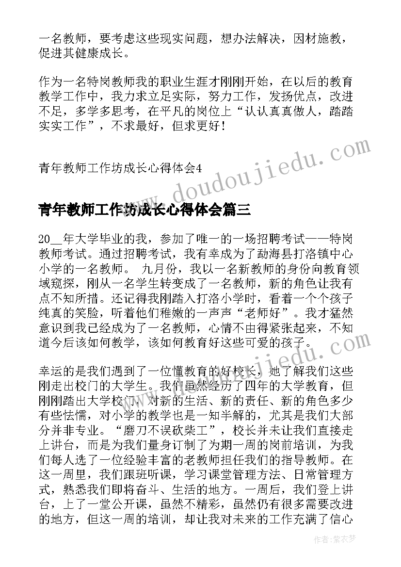 最新青年教师工作坊成长心得体会(模板5篇)