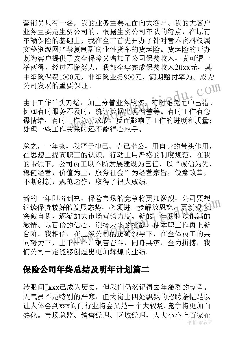 最新保险公司年终总结及明年计划 保险公司年终总结(大全9篇)