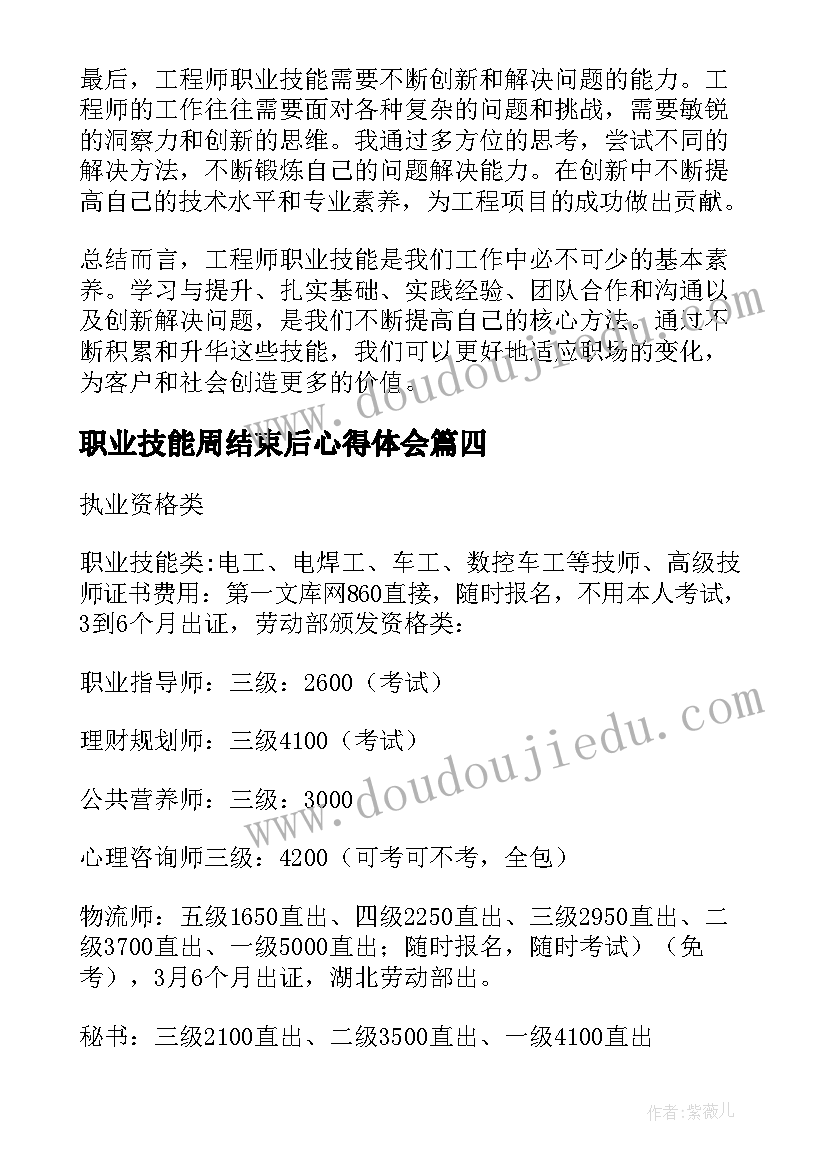 最新职业技能周结束后心得体会(模板6篇)