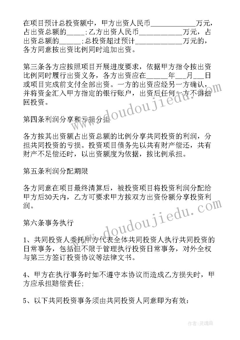 投资开发项目合同 共同投资开发项目合同(汇总5篇)