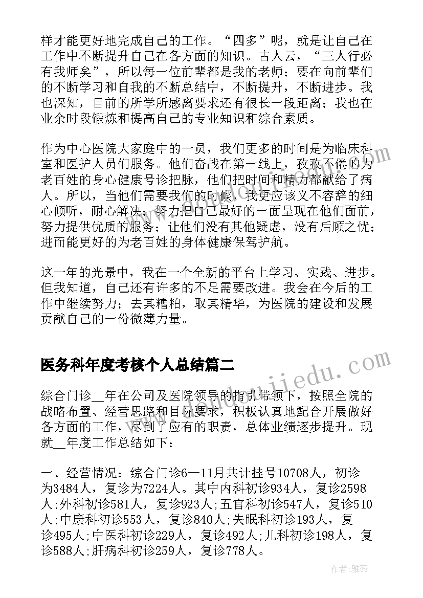 2023年医务科年度考核个人总结(优秀9篇)