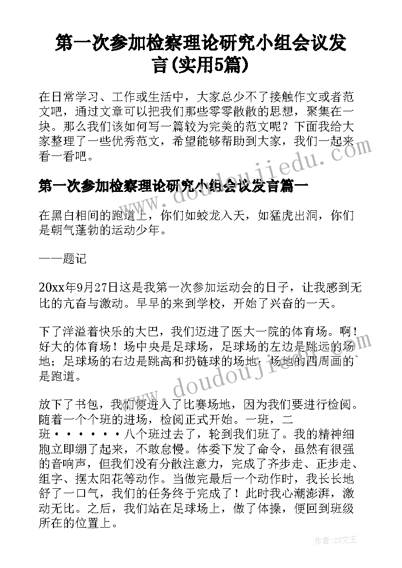 第一次参加检察理论研究小组会议发言(实用5篇)