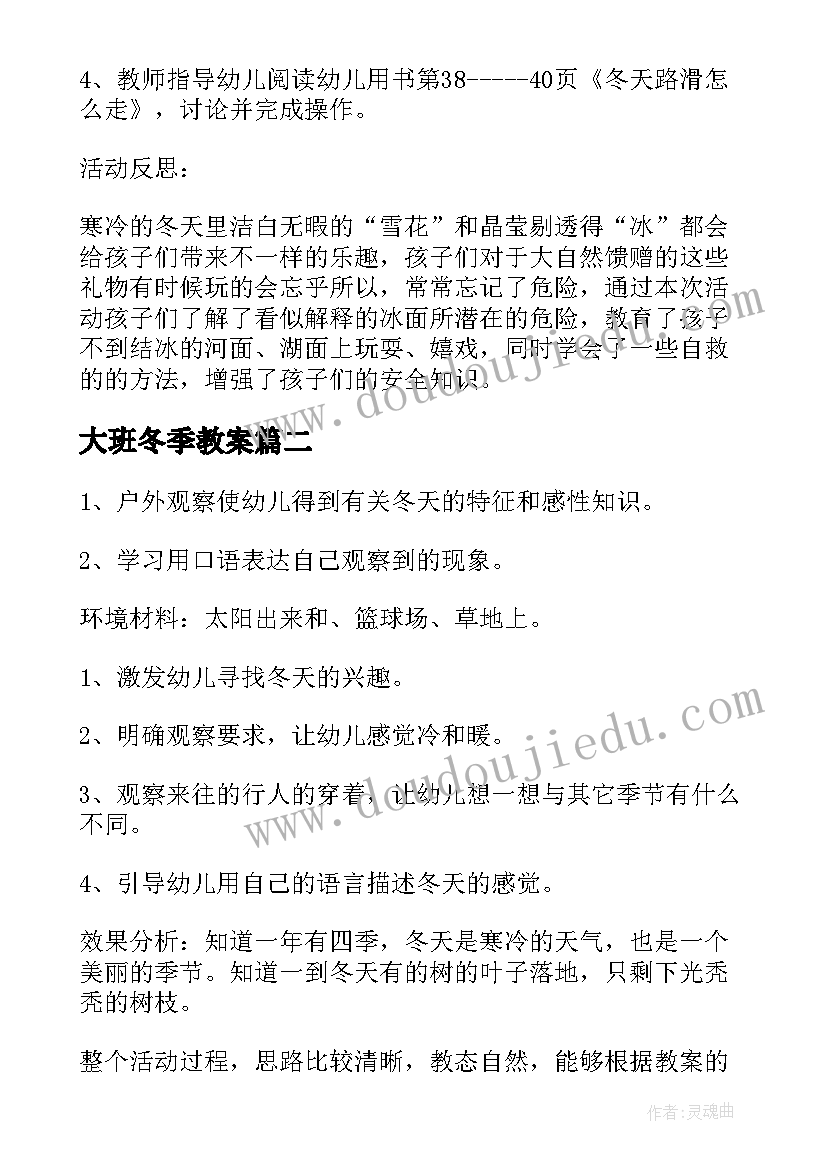 2023年大班冬季教案(模板5篇)