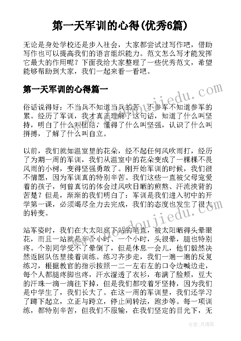 第一天军训的心得(优秀6篇)