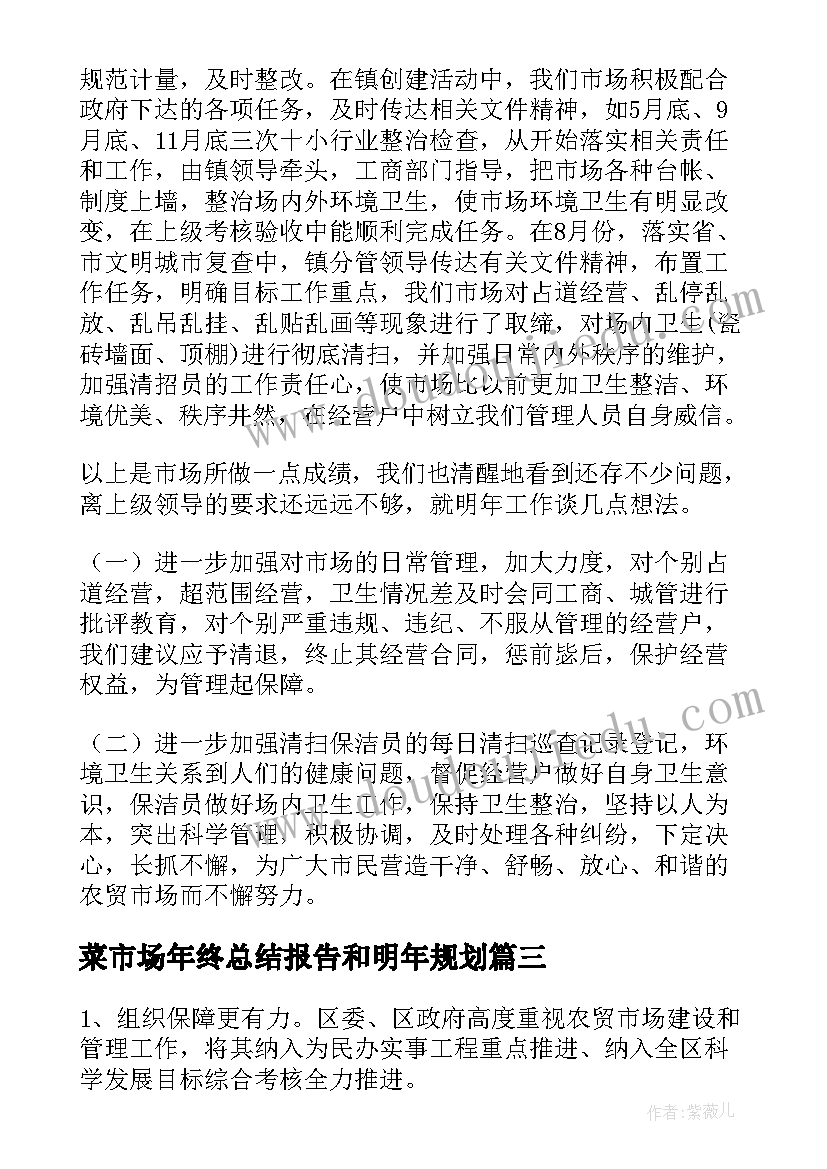 最新菜市场年终总结报告和明年规划 菜市场管理年终总结(优质5篇)