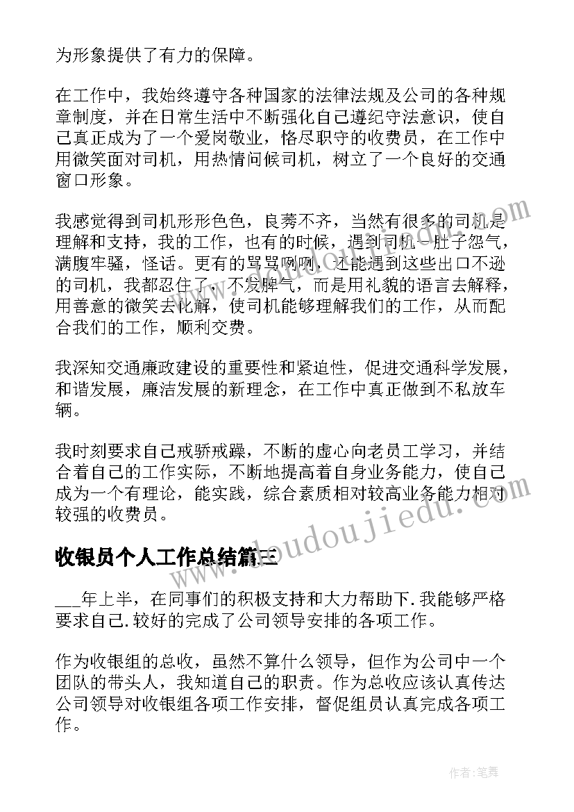 2023年收银员个人工作总结(大全7篇)