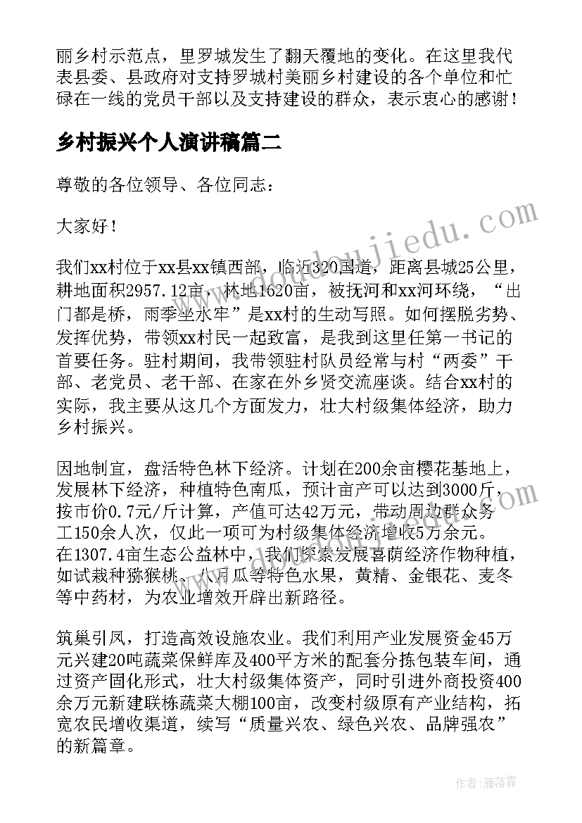 最新乡村振兴个人演讲稿 乡村振兴座谈会个人发言稿(优质5篇)