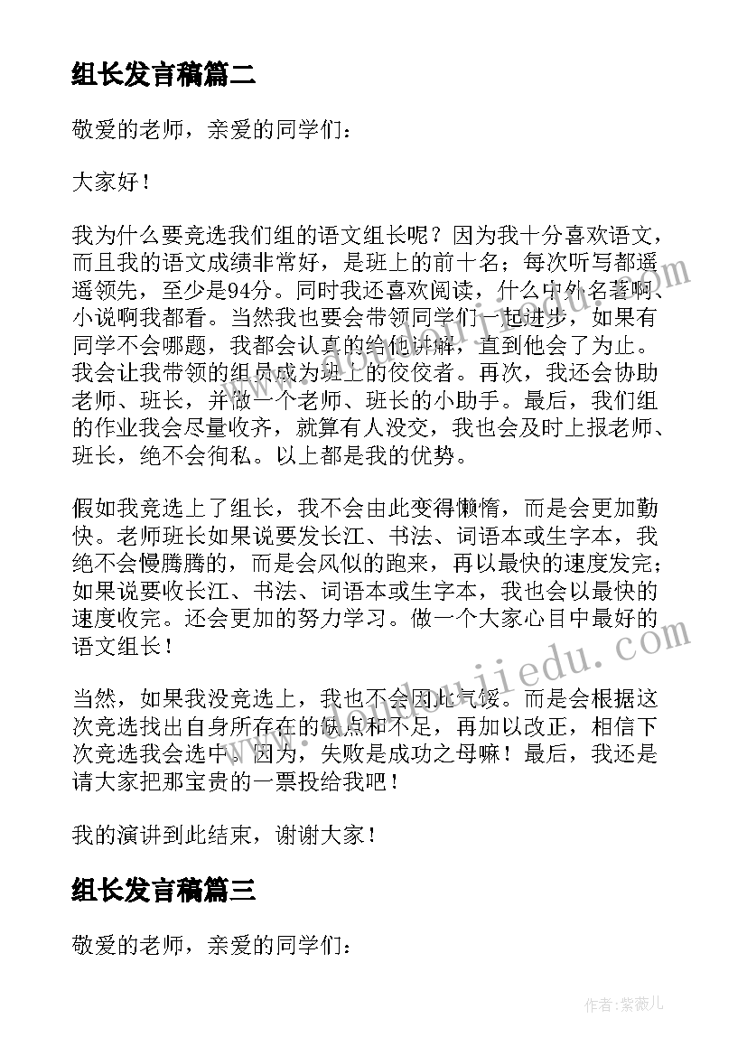 组长发言稿(大全8篇)