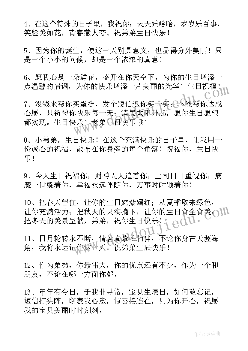 2023年祝弟弟生日的祝福语 弟弟生日祝福语(精选6篇)