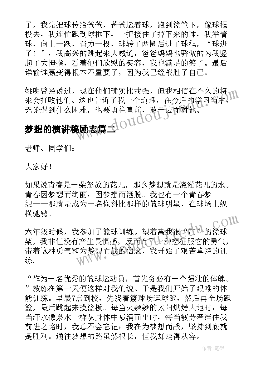 最新梦想的演讲稿励志 我的篮球梦想演讲稿(通用5篇)