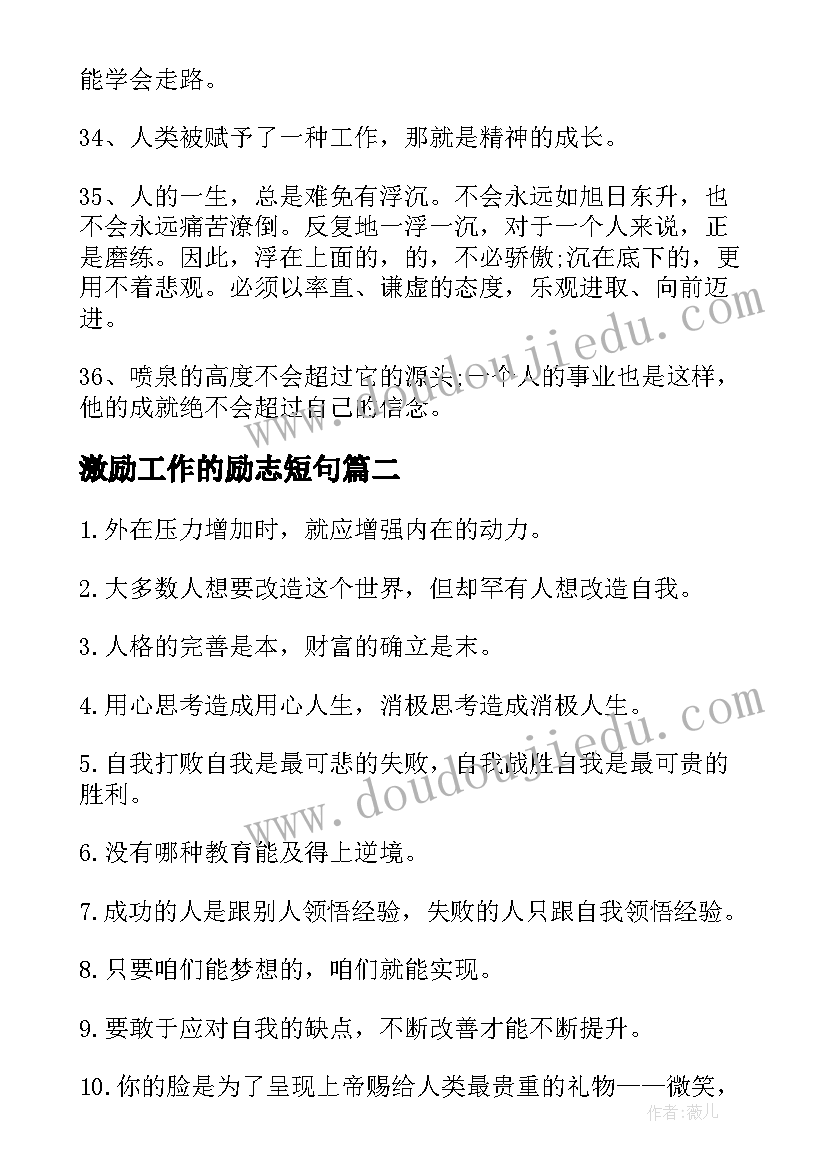 最新激励工作的励志短句 激励职场工作的励志名言警句(精选5篇)