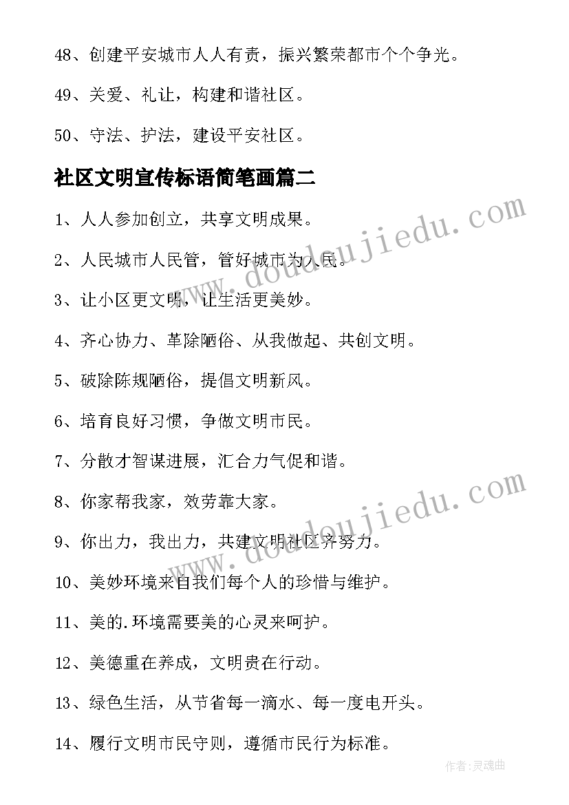 2023年社区文明宣传标语简笔画(大全5篇)