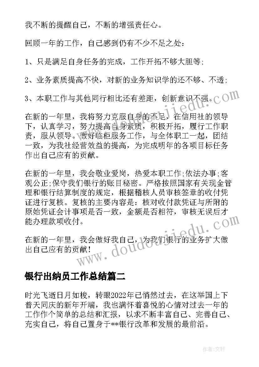 银行出纳员工作总结 银行出纳员年度工作总结(优质5篇)