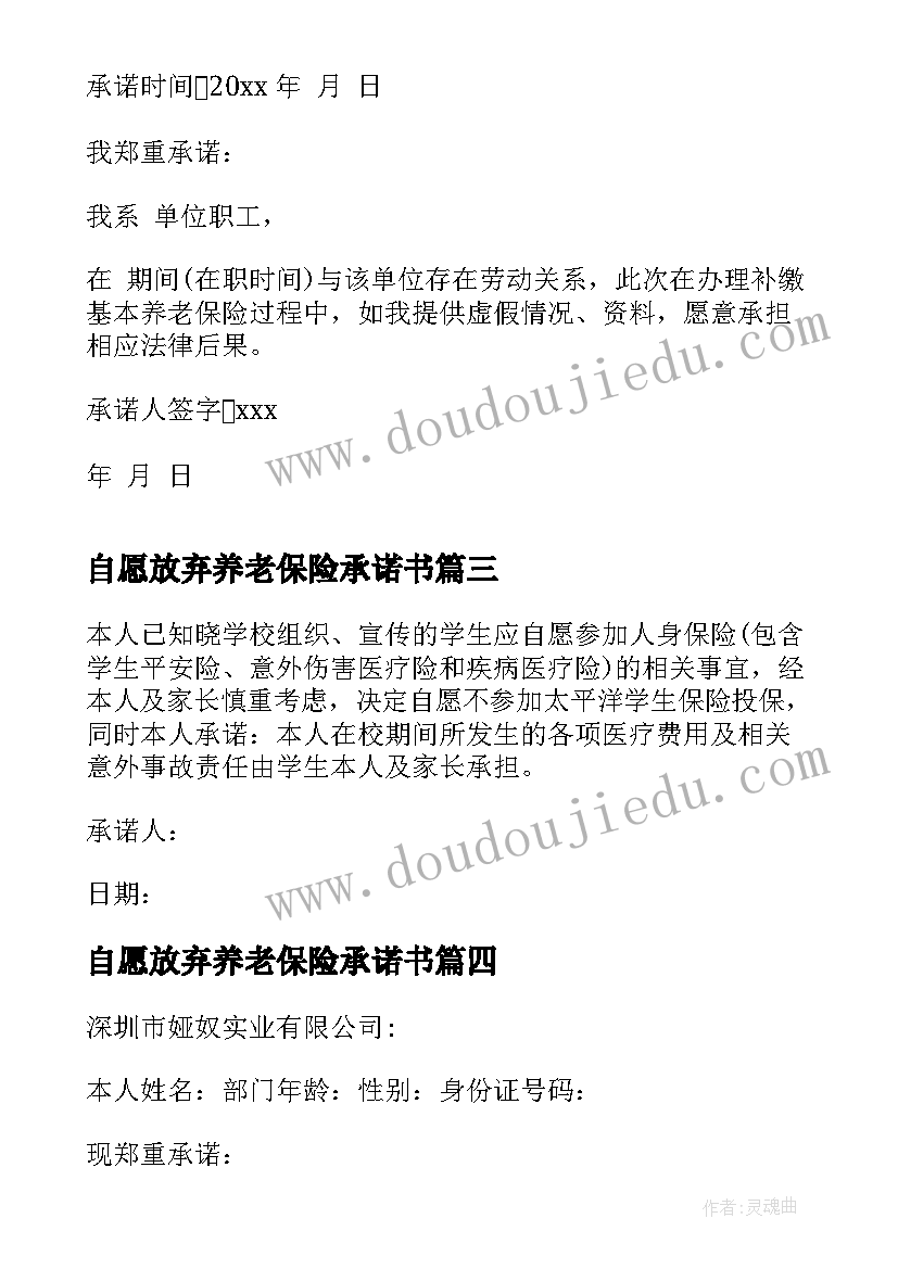 2023年自愿放弃养老保险承诺书(精选5篇)