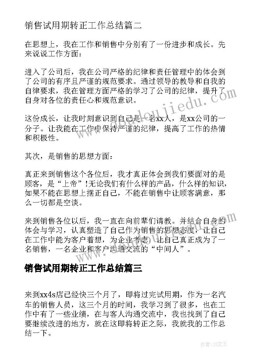 销售试用期转正工作总结(通用7篇)