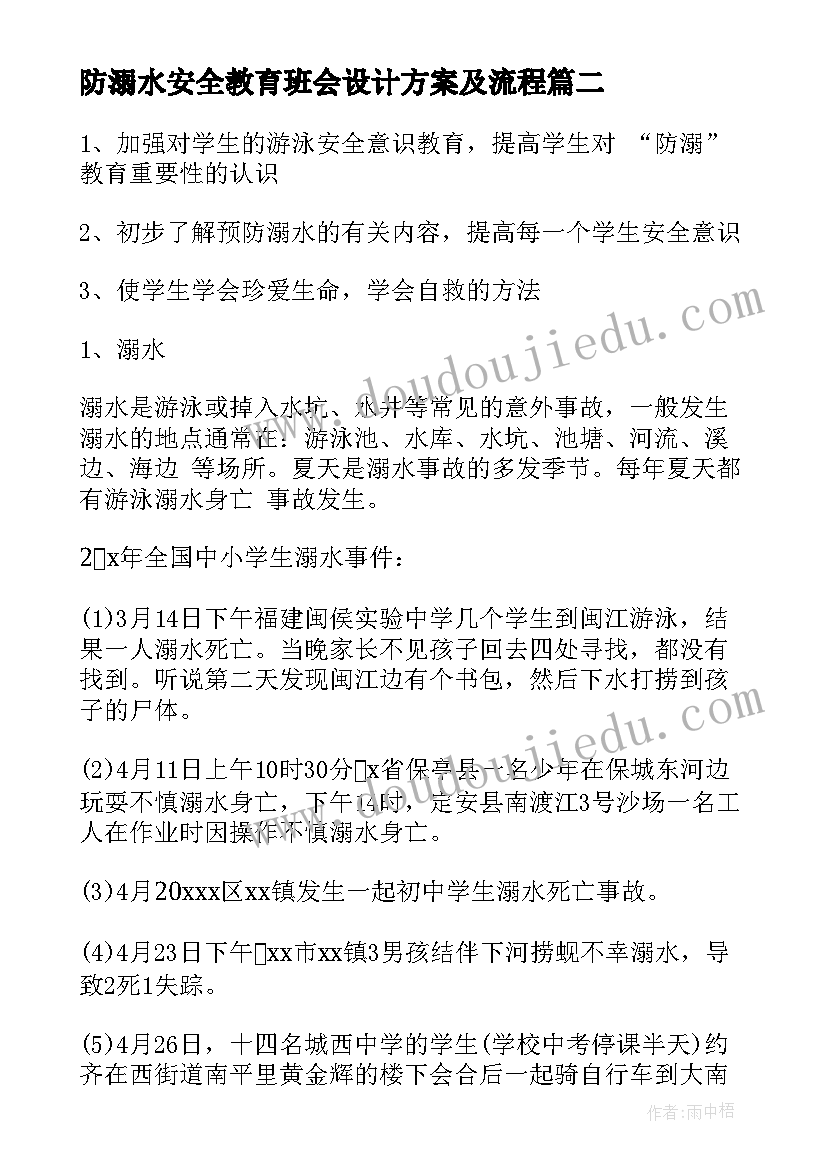 防溺水安全教育班会设计方案及流程 防溺水安全教育班会设计方案(汇总5篇)