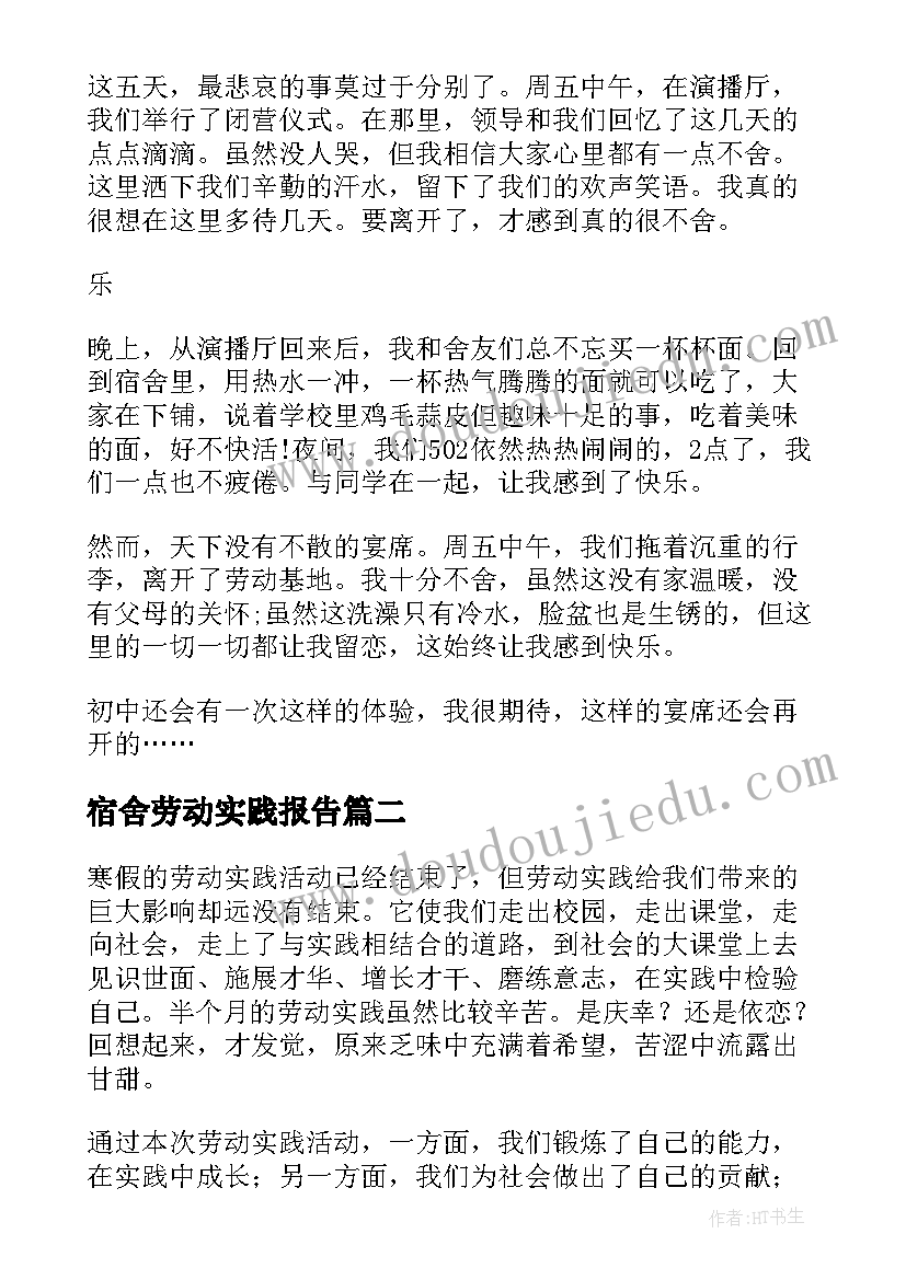 宿舍劳动实践报告(实用5篇)