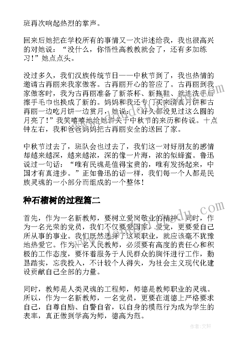 最新种石榴树的过程 种下石榴树开出团结花心得感悟(优质5篇)