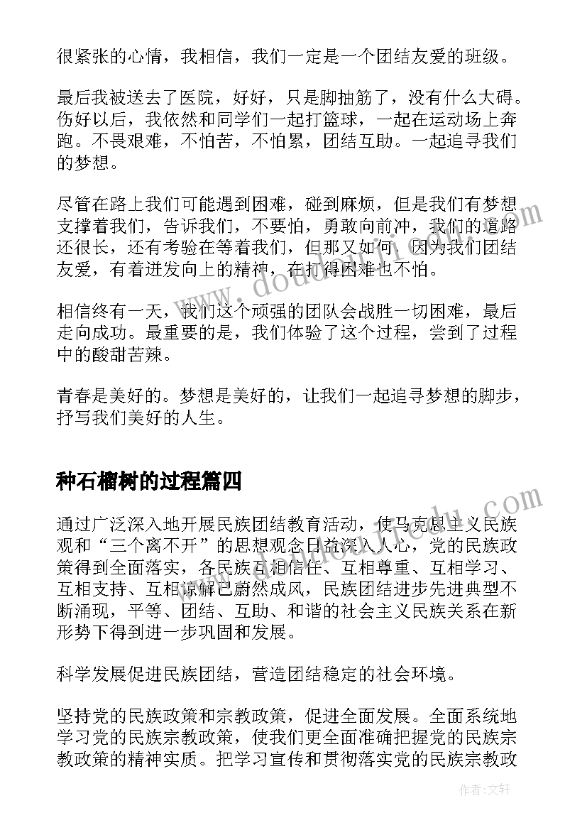 最新种石榴树的过程 种下石榴树开出团结花心得感悟(优质5篇)