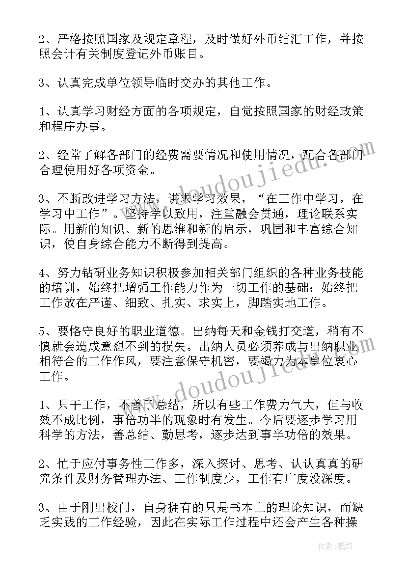 2023年出纳个人年终工作总结个人(通用8篇)