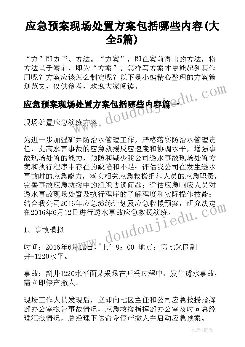 应急预案现场处置方案包括哪些内容(大全5篇)