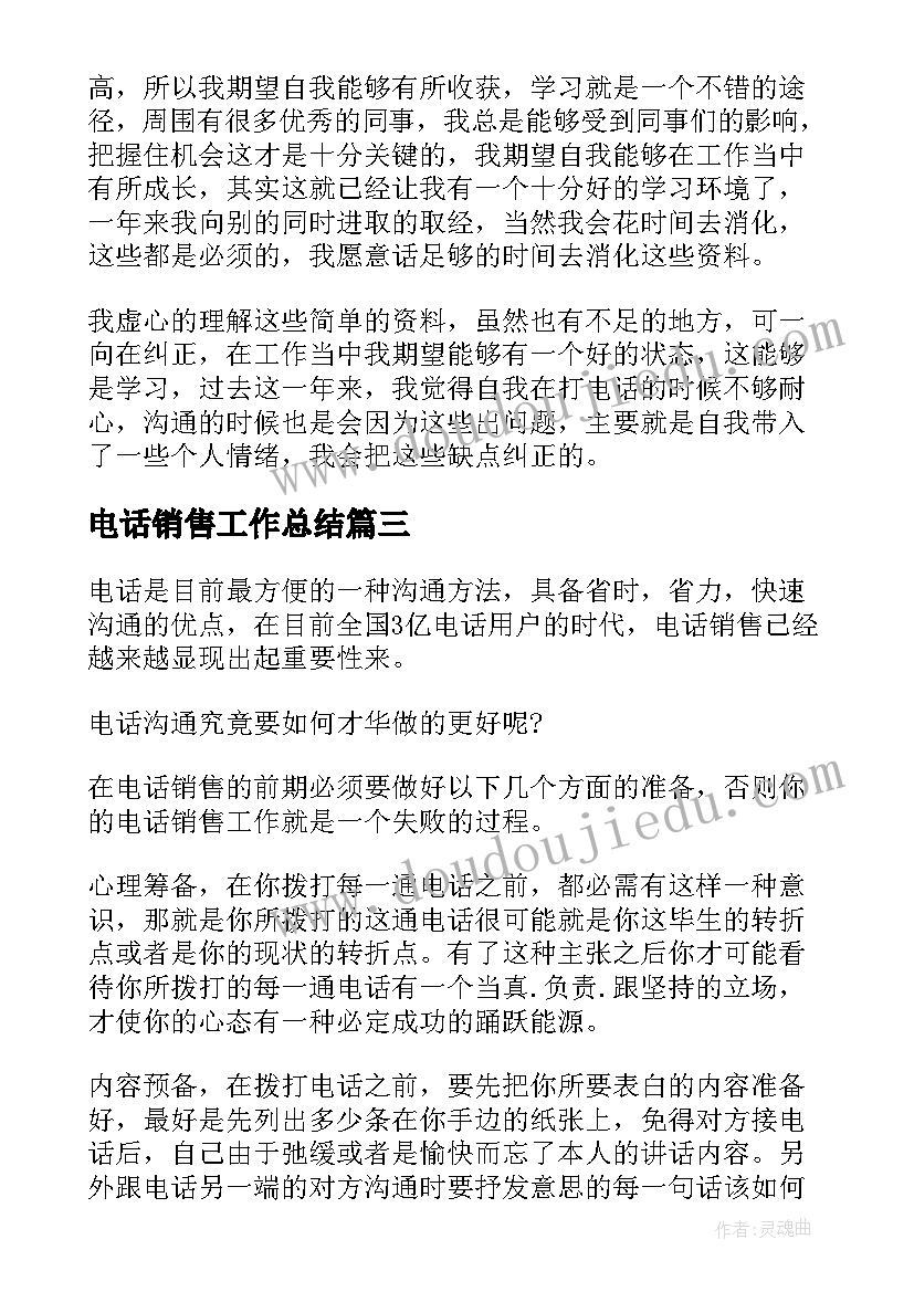 电话销售工作总结(精选5篇)